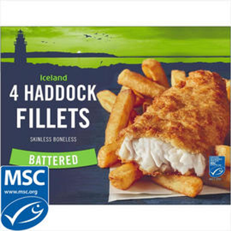 Iceland 4 Battered Haddock Fillets 4PK 440g (1lb Ship Weight)