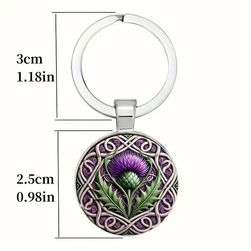 Key Ring. Scottish Thistle x 1 (21/4" x 1")