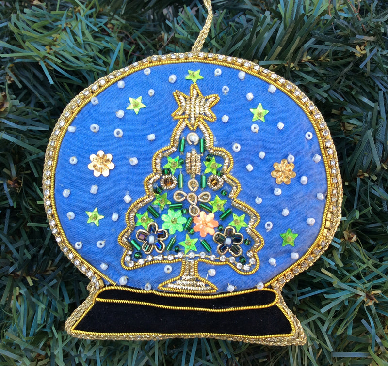 #25 Tinker Tailor Sequin Tree Snowglobe Christmas Ornament