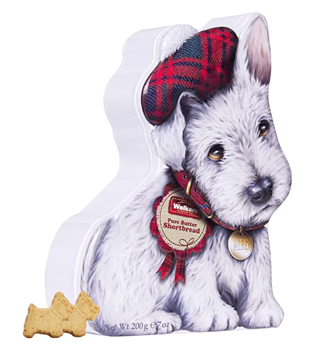 Walkers White Scottie Dog Tin 7.8oz 225g