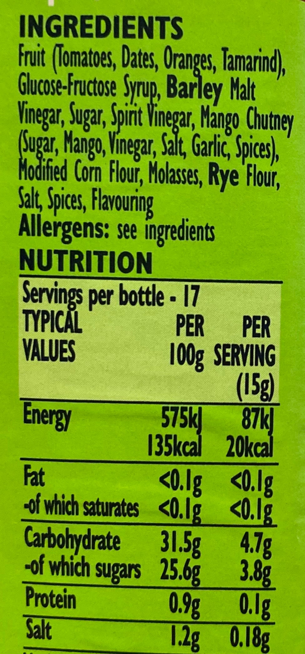 This 9oz, 255g bottle offers a perfect blend of fruity flavors to enhance your dishes. Made from a subtle blend of high-quality fruits with a hint of spices., it's the perfect condiment to elevate your meals. Add a touch of sweetness to your favorite dishes!