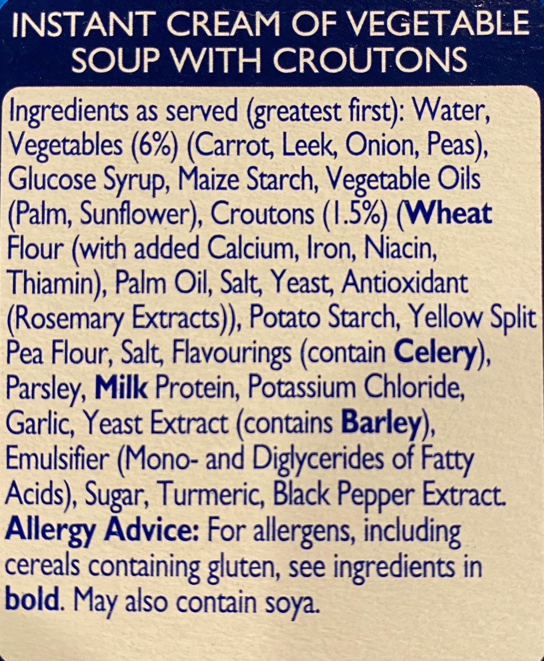 Batchelors CupaSoup Cream of Vegetable with croutons