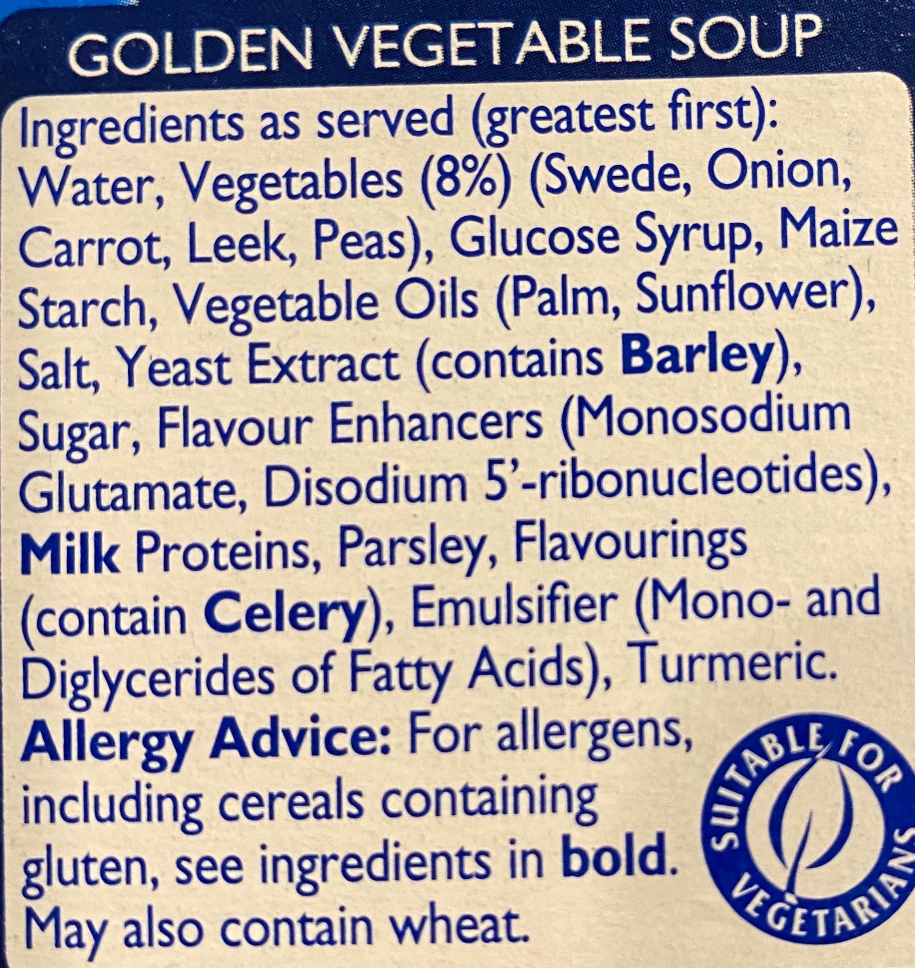Batchelors CupaSoup Golden Vegetable