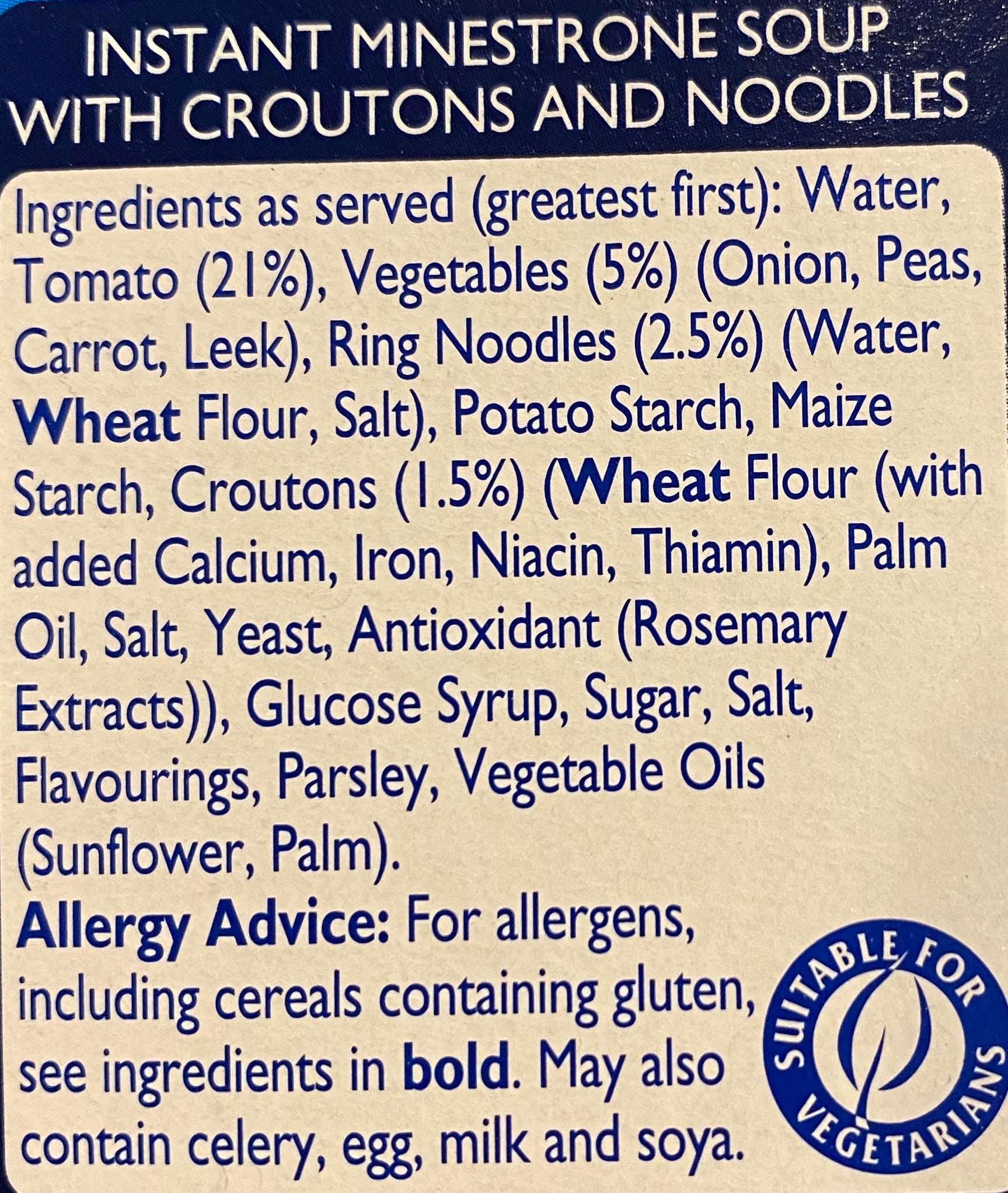 Batchelors CupaSoup Minestrone with croutons